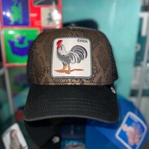 Rooster Patch Brown and Black Trucker Hat